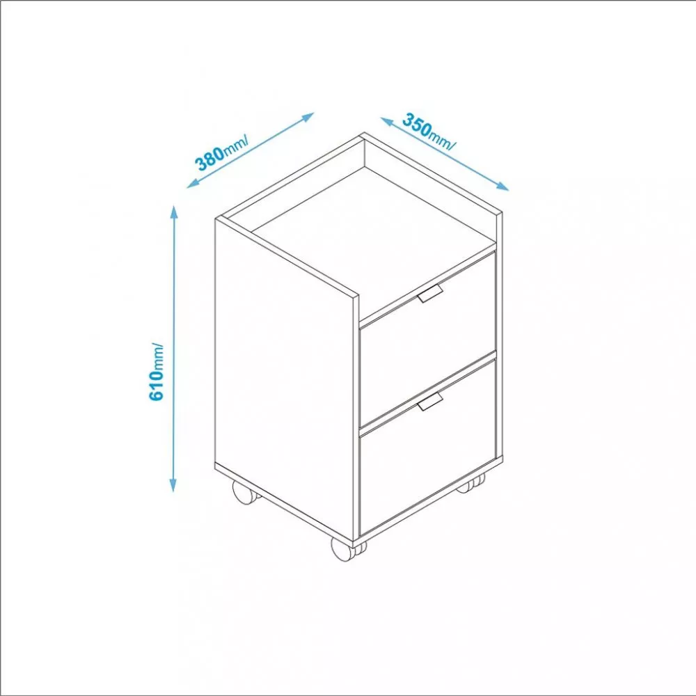 Gaveteiro 2 Gavetas com Rodízios BBN27 BRV Móveis
