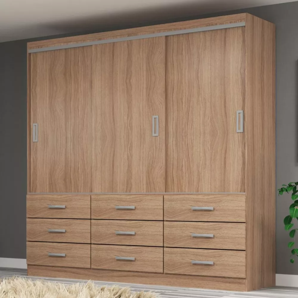 Image 0 of 4 of Guarda Roupa Casal 3 Portas 9 Gavetas Isabela Evidencia
