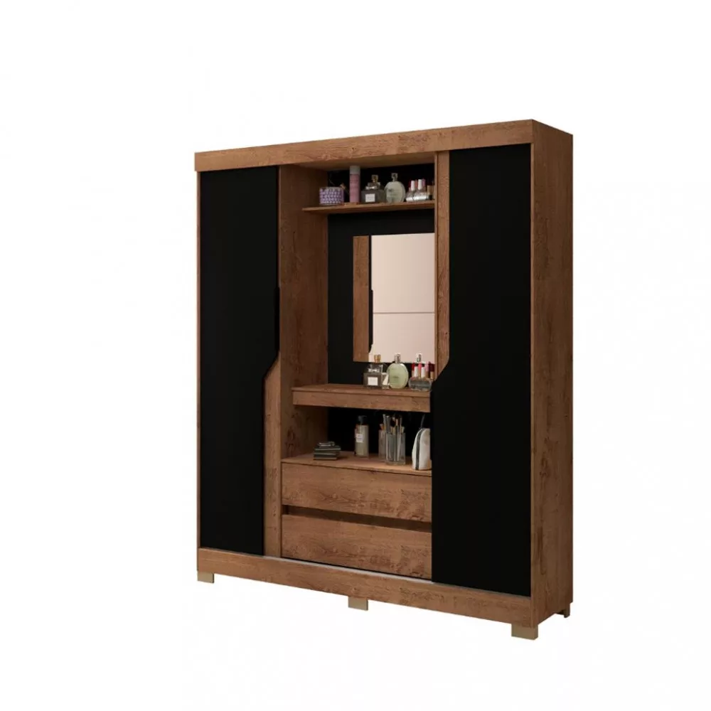 Guarda Roupa Casal com espelho 2 Portas 2 Gavetas Belém Atualle