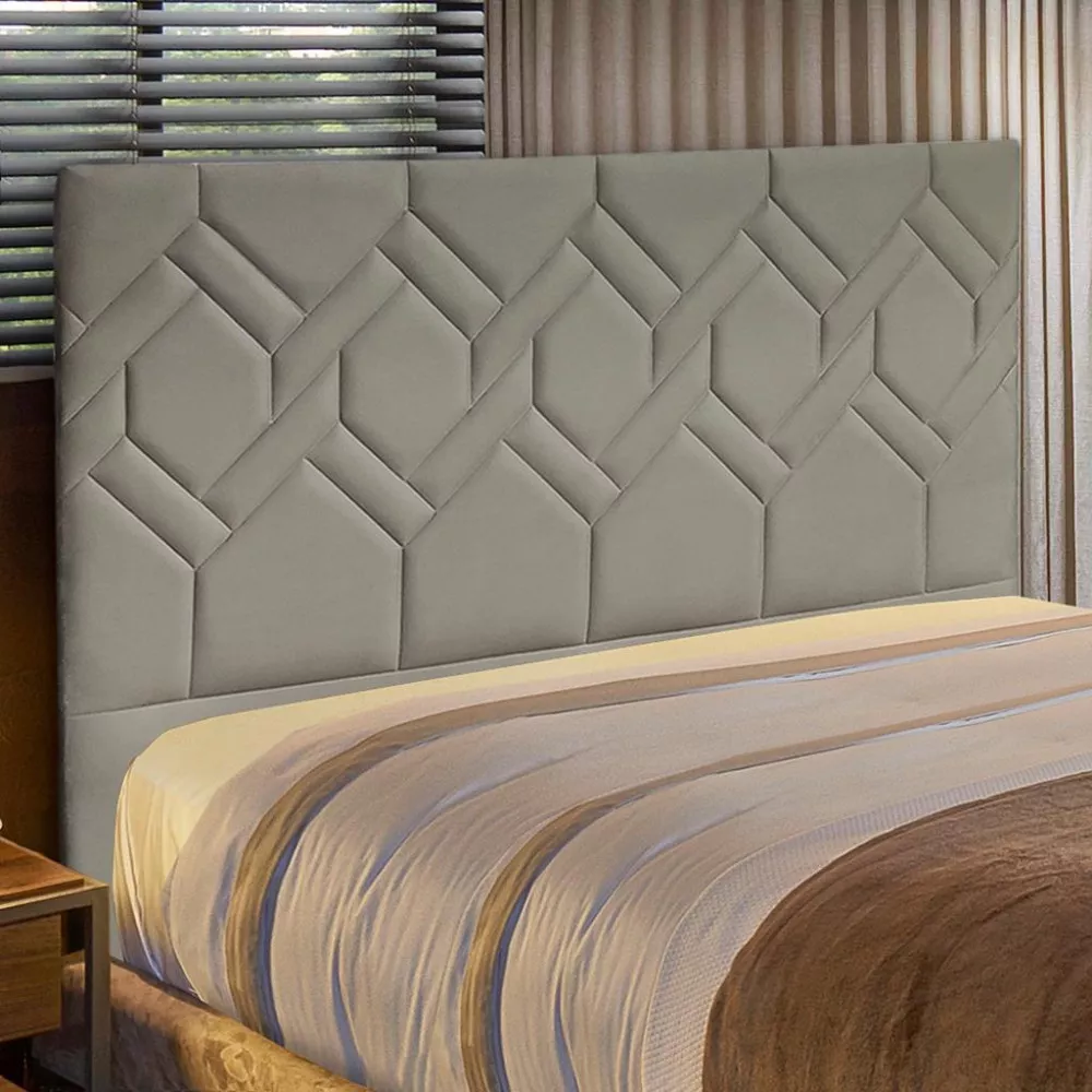 Cabeceira Estofada King 195cm Veludo Alana JS Móveis