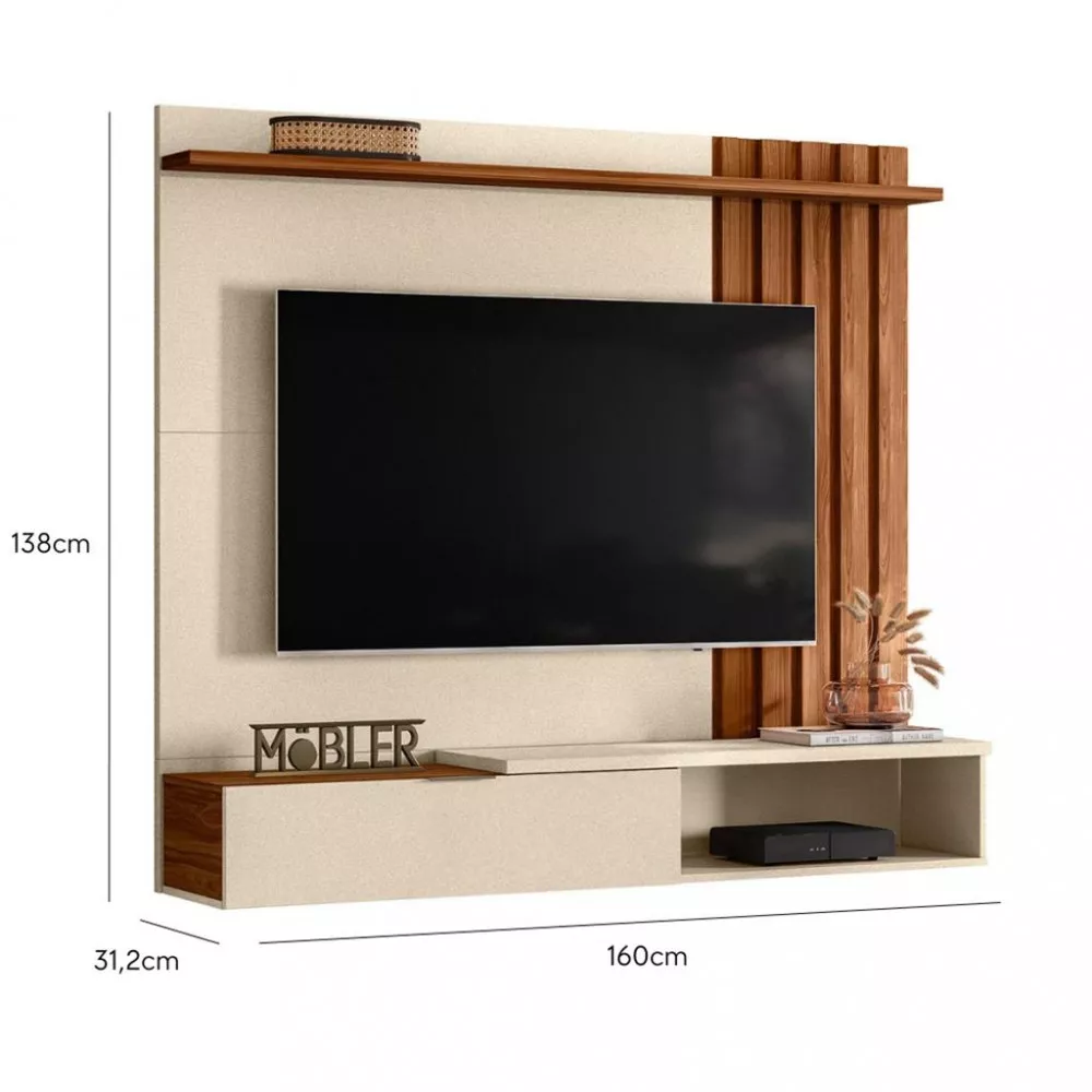 Image 1 of 5 of Painel Ripado para TV até 70 Polegadas 1 Porta Vegas Mobler