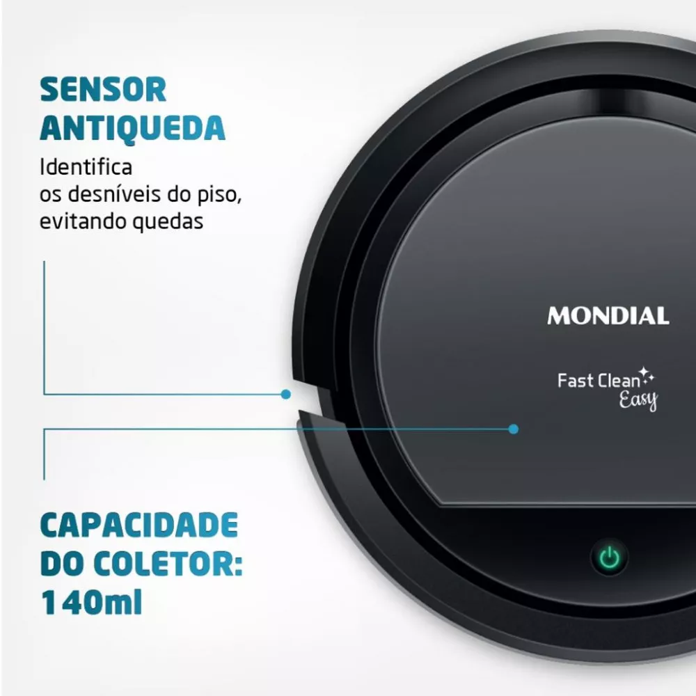Aspirador de Pó Robô Mondial RB-08 Fast Clean Easy
