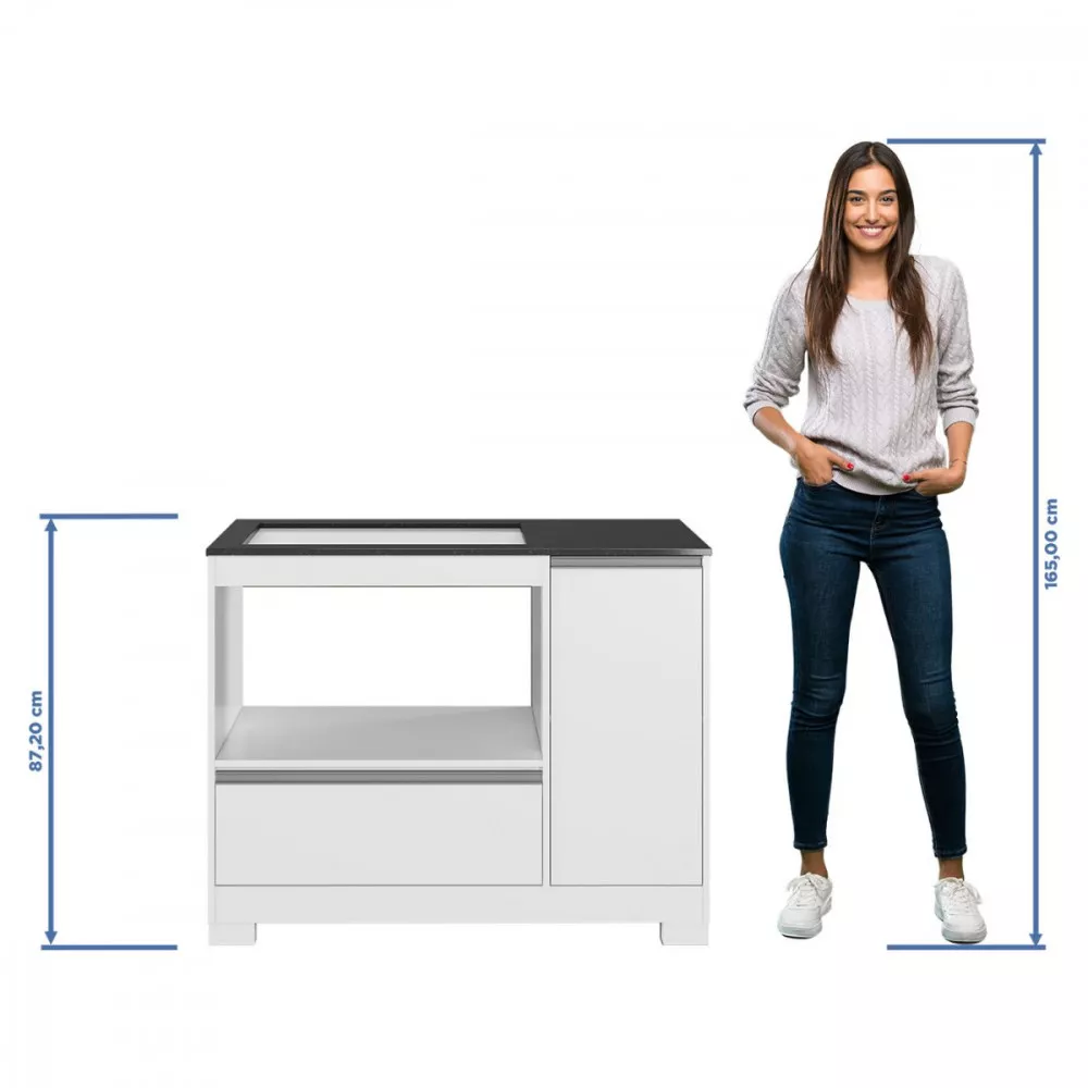 Balcão para Cooktop 5 Bocas Notável 1 Portas 1 Gavetão 3050