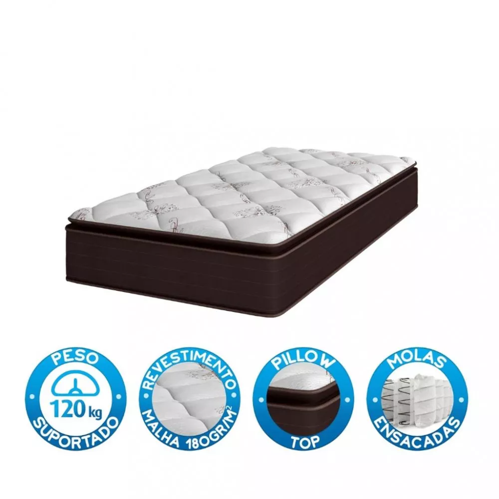 Colchão Solteiro 88cm Molas Ensacadas Pillow Top Multiflex Umaflex