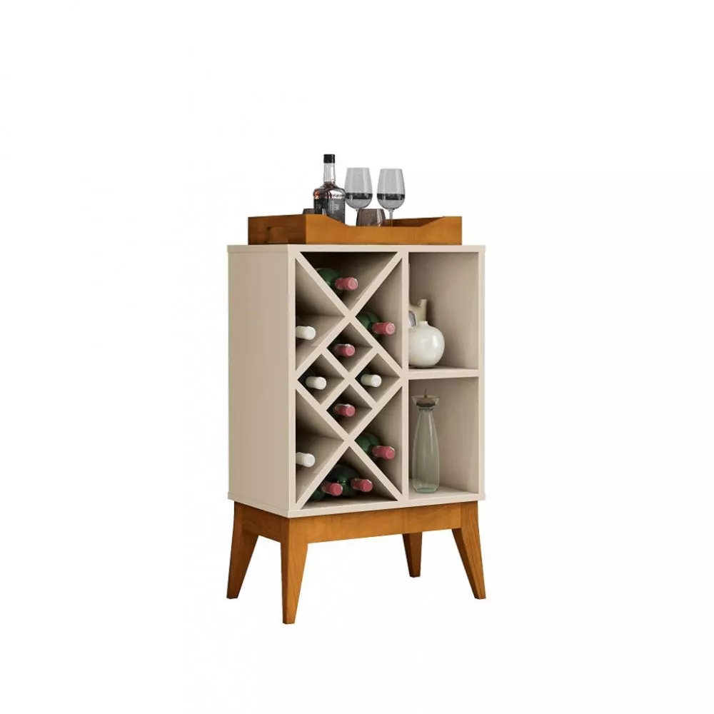 Aparador Bar com Adega 10 Garrafas e Espelho Bali EDN