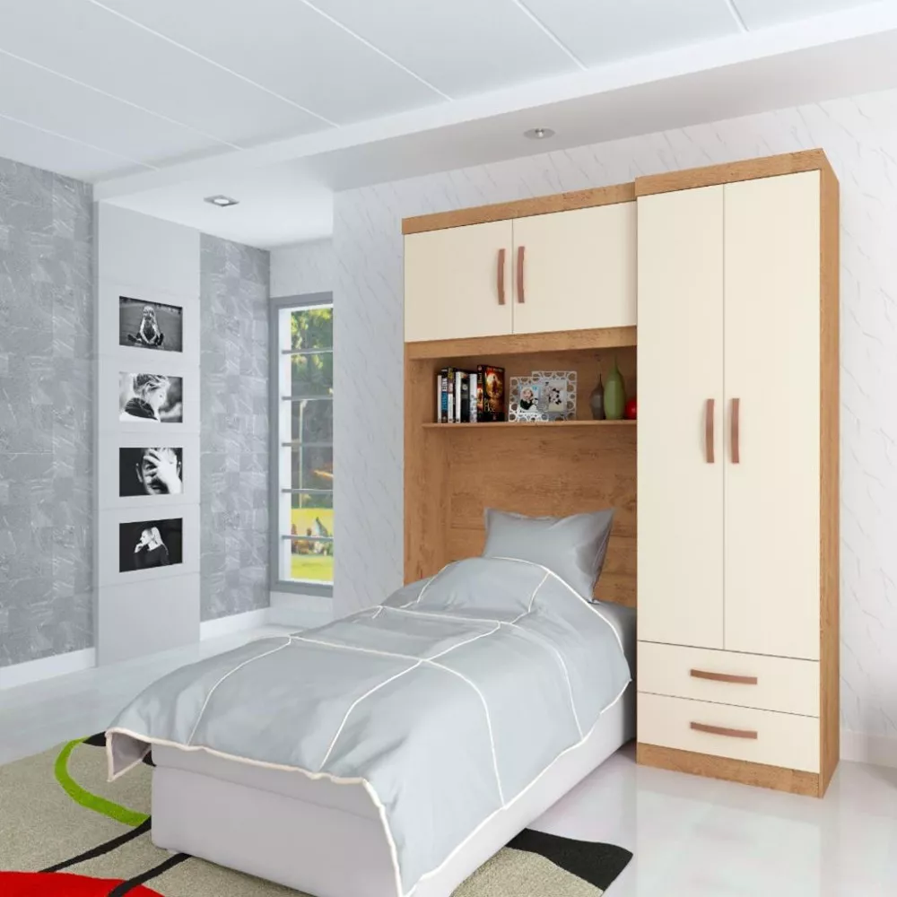 Guarda Roupa Solteiro 4 Portas 2 Gavetas Paraná Atualle