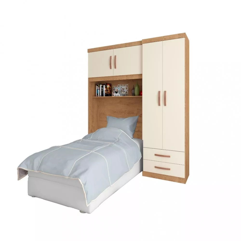 Guarda Roupa Solteiro 4 Portas 2 Gavetas Paraná Atualle