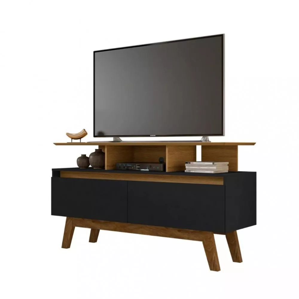 Rack para TV até 50 Polegadas 2 Portas com Pés de Madeira Rubi 1.2 Bechara