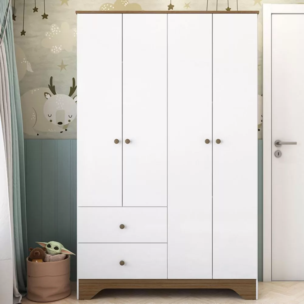Guarda Roupa Infantil 4 Portas 2 Gavetas Ben Peroba MDF