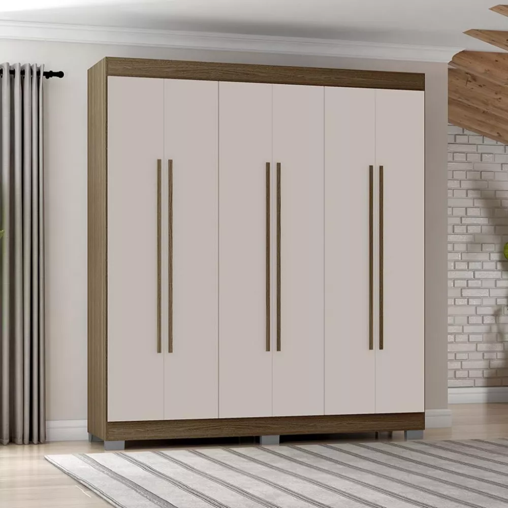 Guarda Roupa Casal com Pés 6 Portas Barcelona Poquema