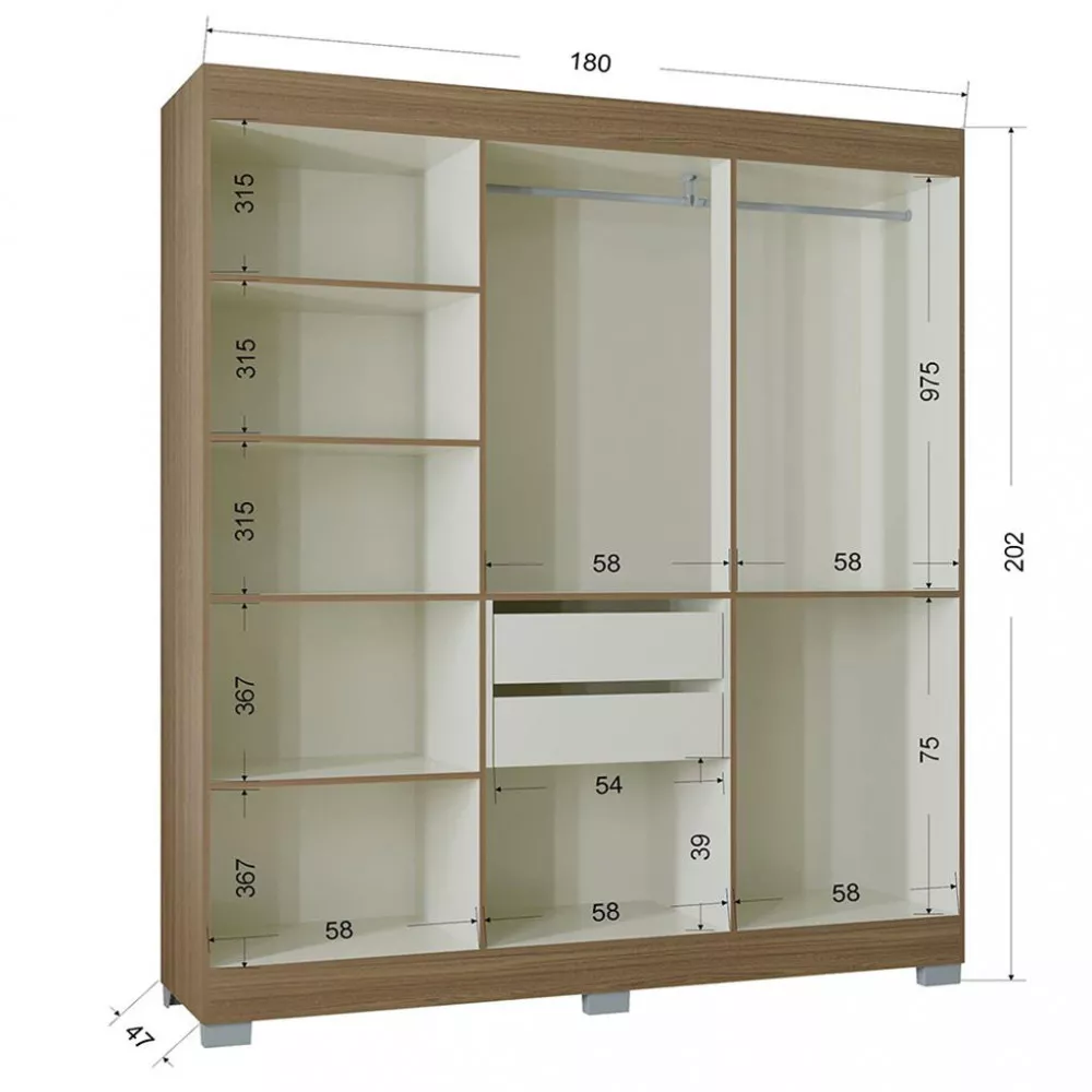 Guarda Roupa Casal com Pés 6 Portas Barcelona Poquema