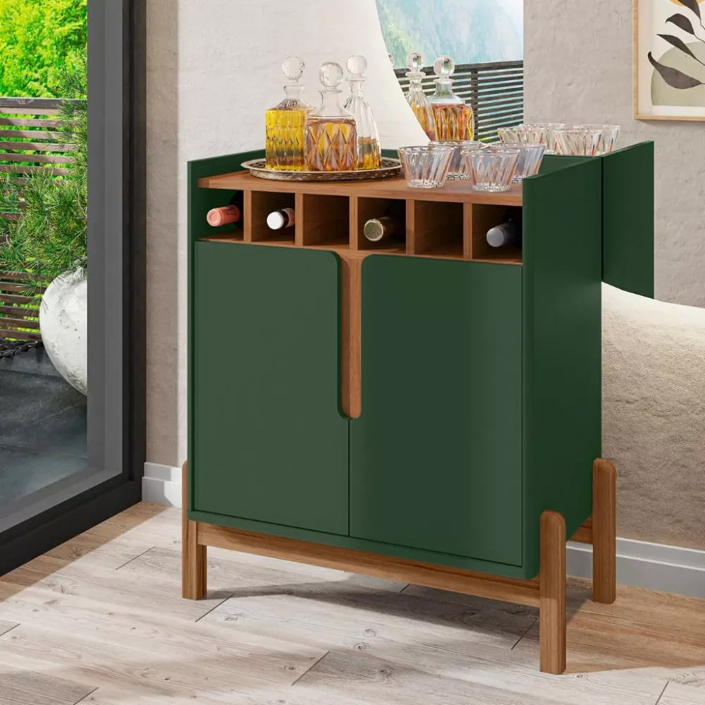 AAparador Adega com Garrafeiro 2 Portas com Pés de Madeira Lizz Casa D