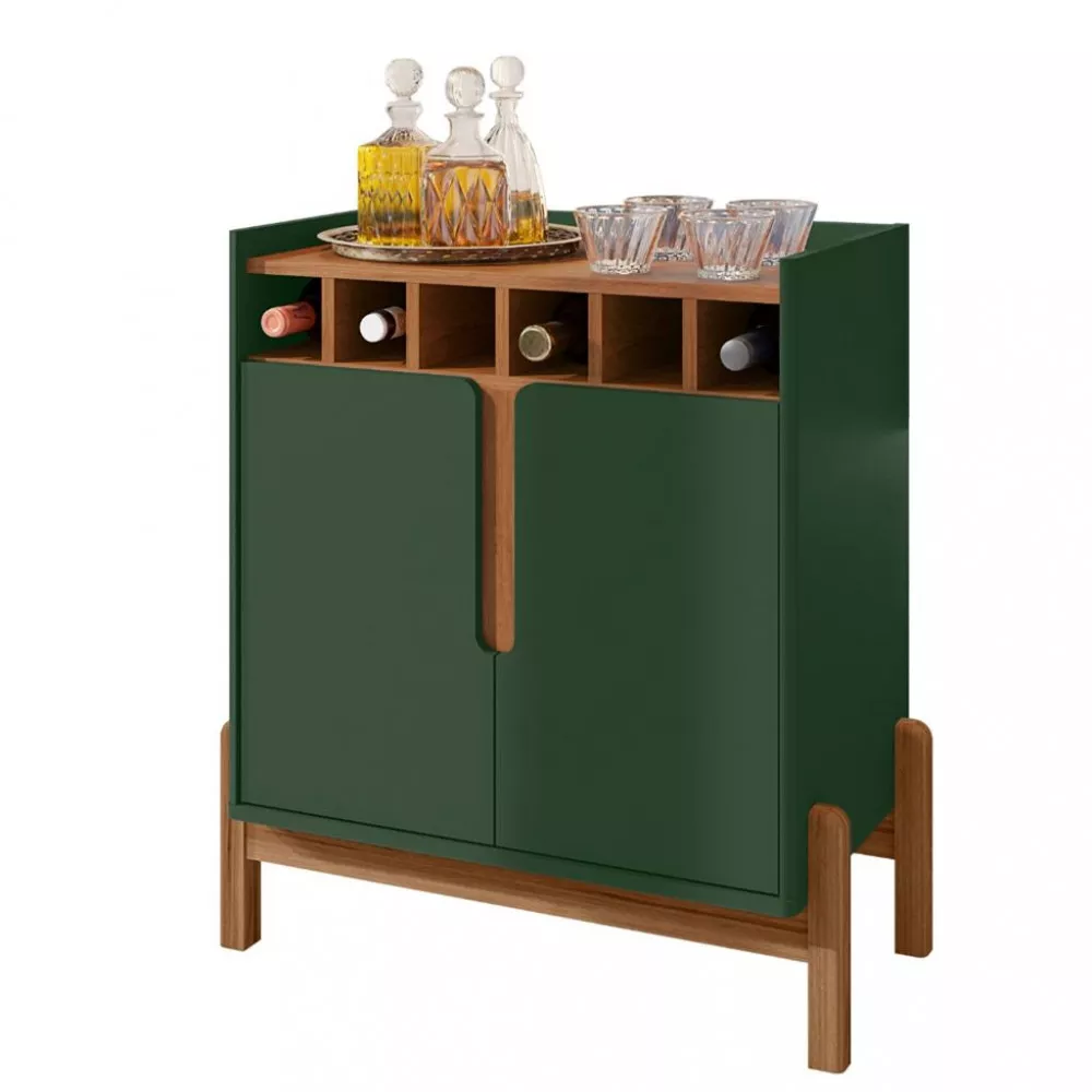 AAparador Adega com Garrafeiro 2 Portas com Pés de Madeira Lizz Casa D