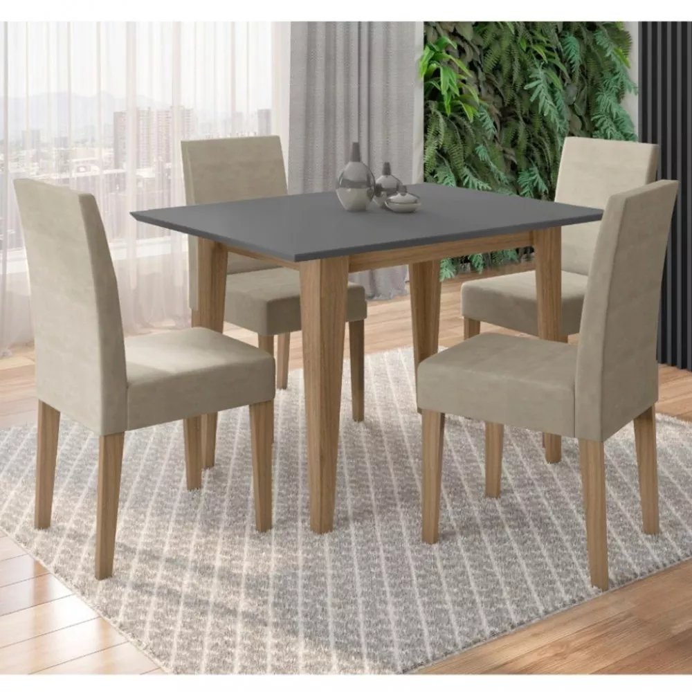 Conjunto Sala de Jantar Mesa 120cm Kate 4 Cadeiras Josi Poliman