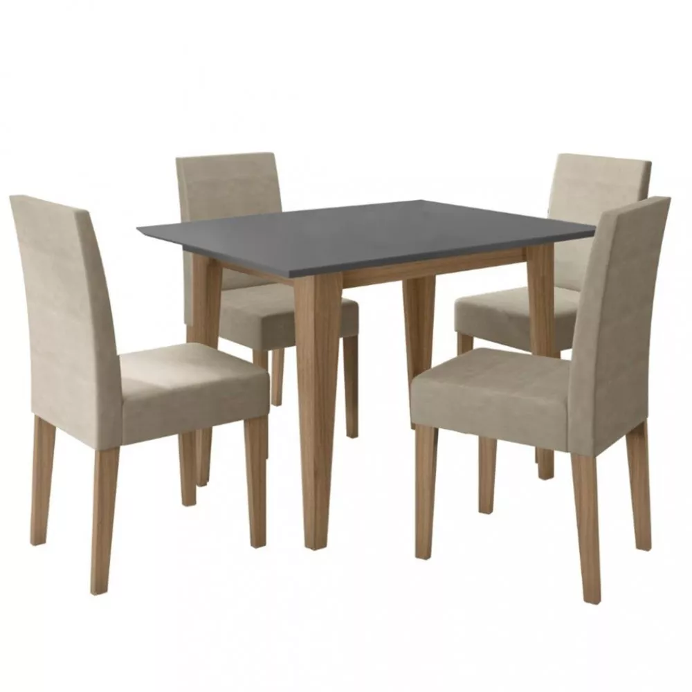 Conjunto Sala de Jantar Mesa 120cm Kate 4 Cadeiras Josi Poliman