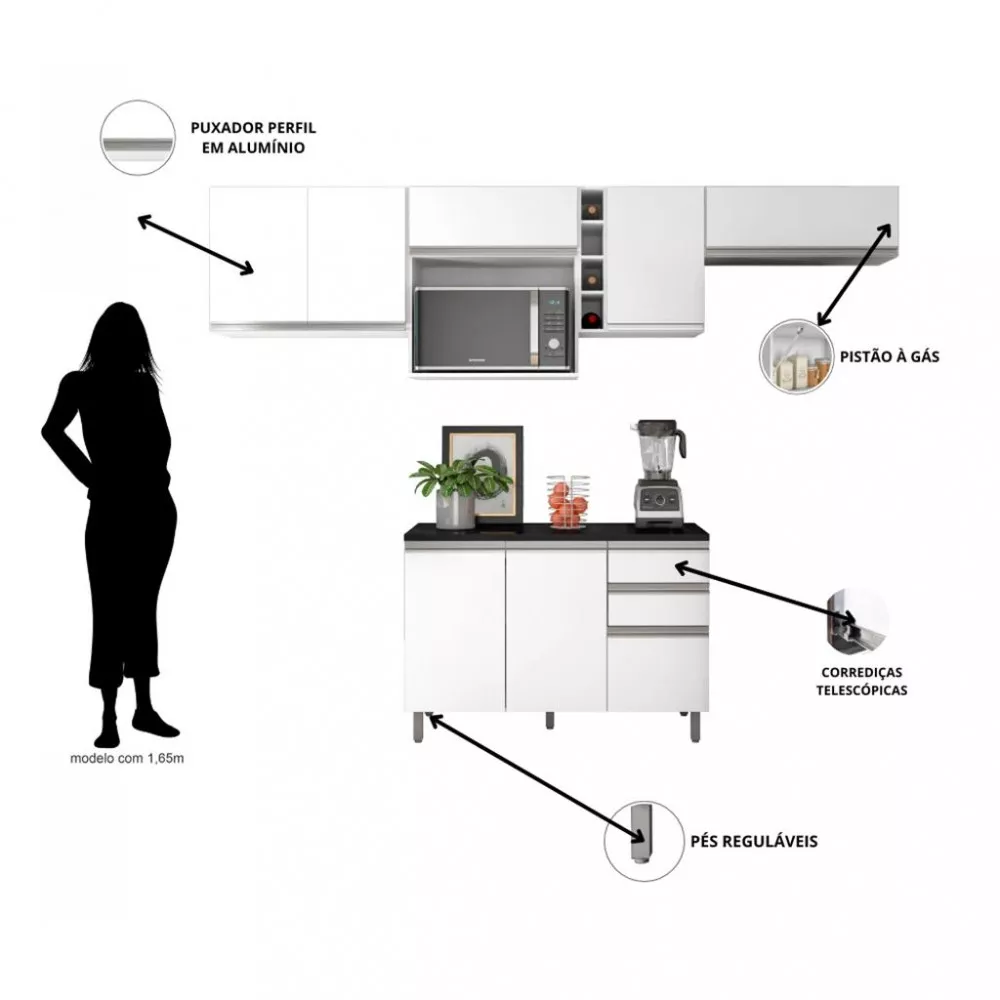 Cozinha Compacta 6 Peças com Tampo Evidence Poliman
