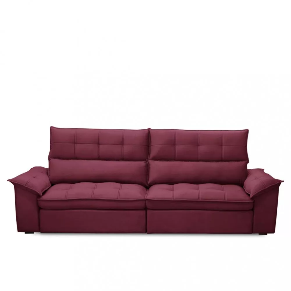 Sofá 4 Lugares Retrátil Reclinável Veludo 280cm Cartaxo Ferguile