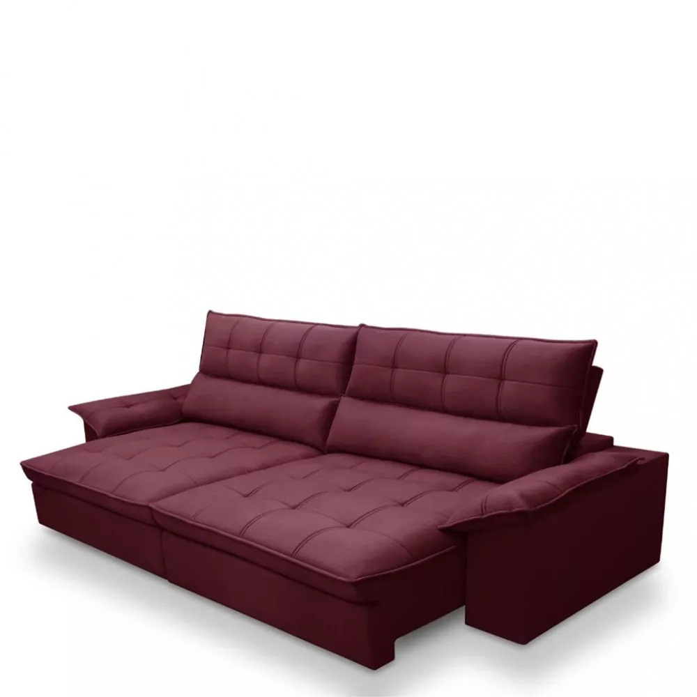 Sofá 4 Lugares Retrátil Reclinável Veludo 280cm Cartaxo Ferguile