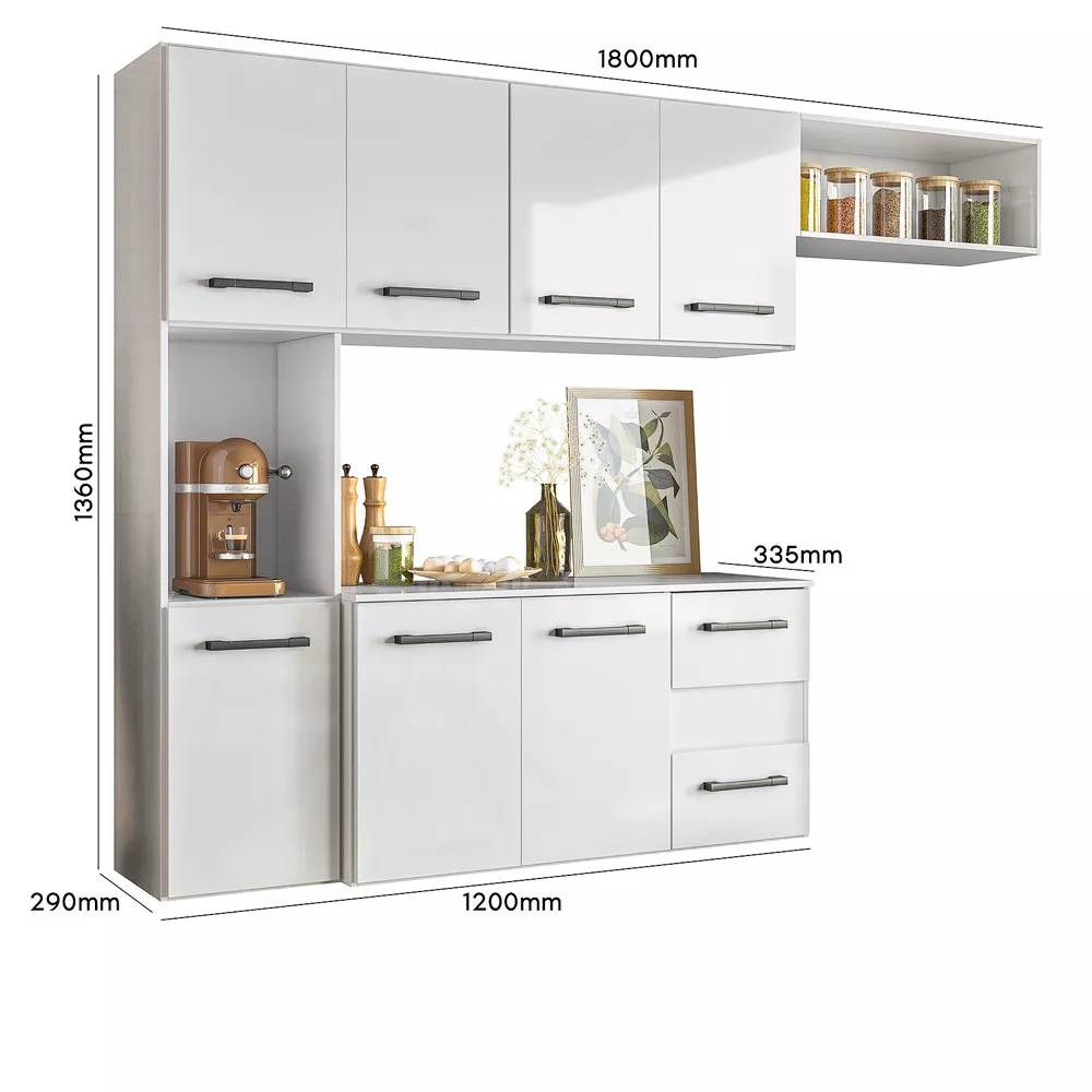 Cozinha Compacta 7 Portas 2 Gavetas Juliete Nicioli