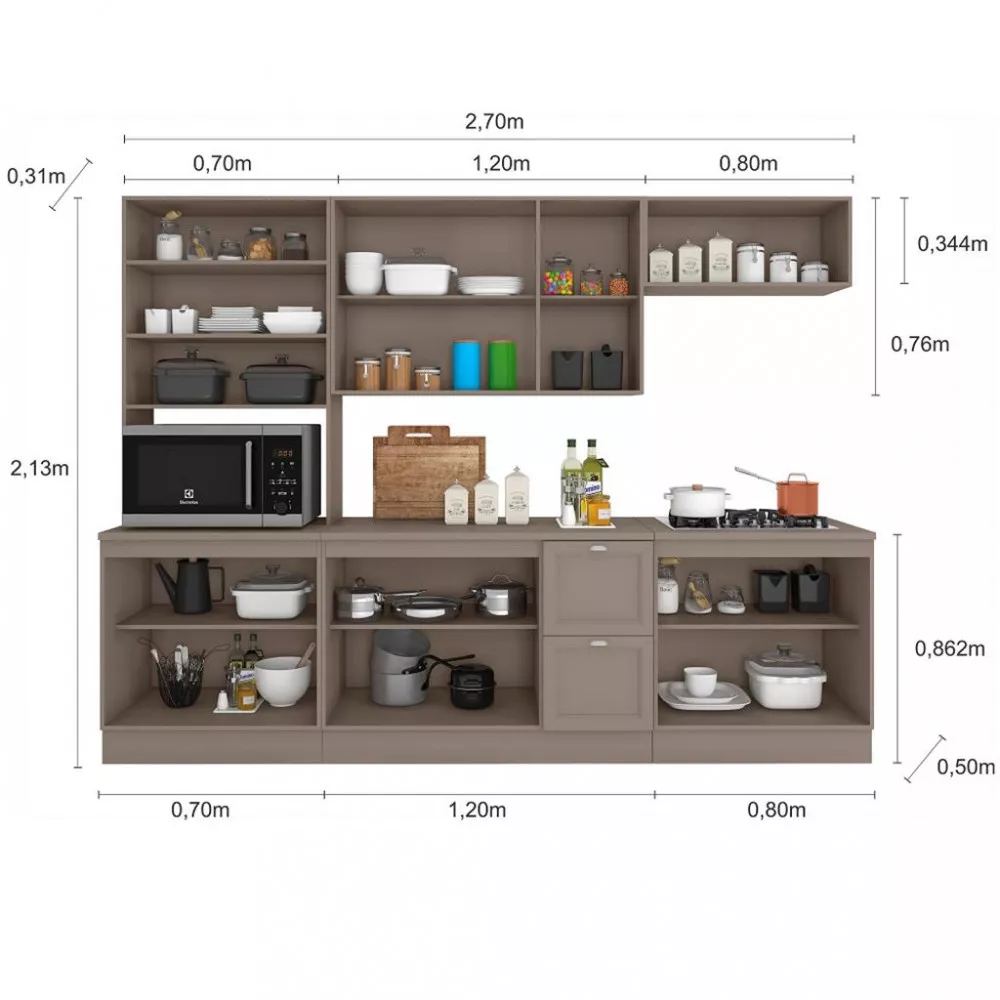 Cozinha Compacta 12 Portas 2 Gavetas Unna Poliman