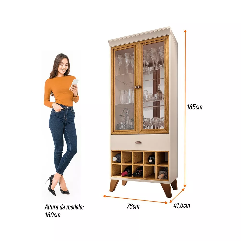 Cristaleira Adega 2 Portas 1 Gaveta Ópera HB Móveis