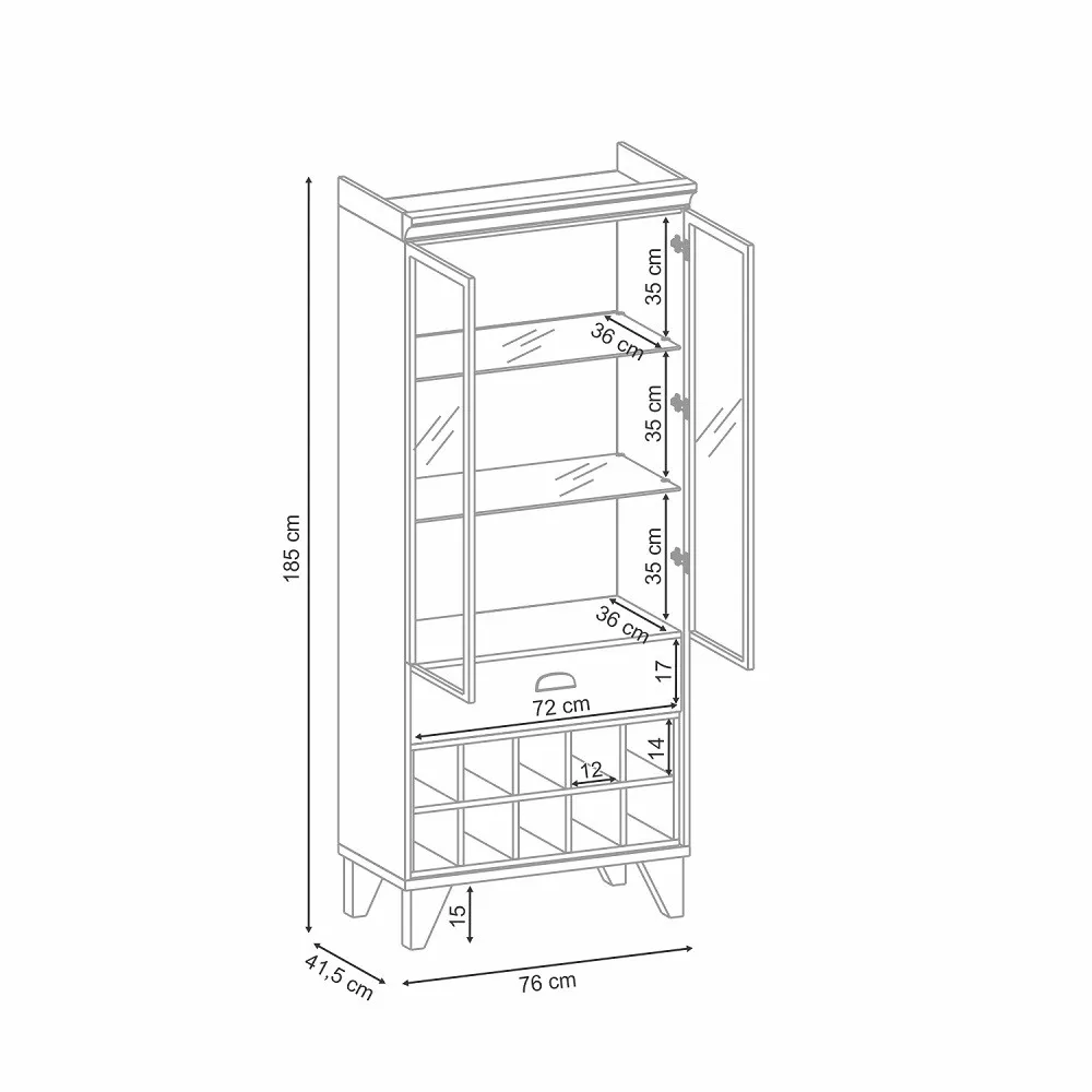Cristaleira Adega 2 Portas 1 Gaveta Ópera HB Móveis