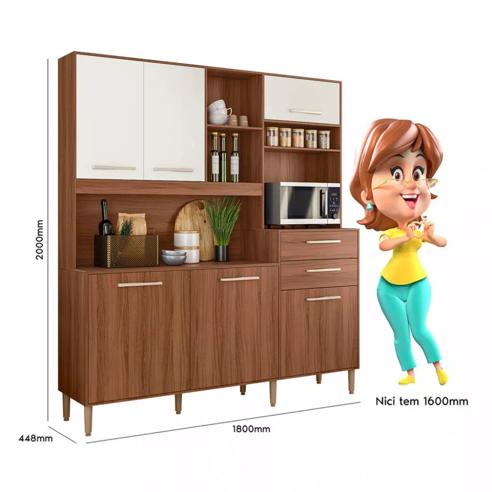 Cozinha Compacta 6 Portas 2 Gavetas Salsa Nicioli