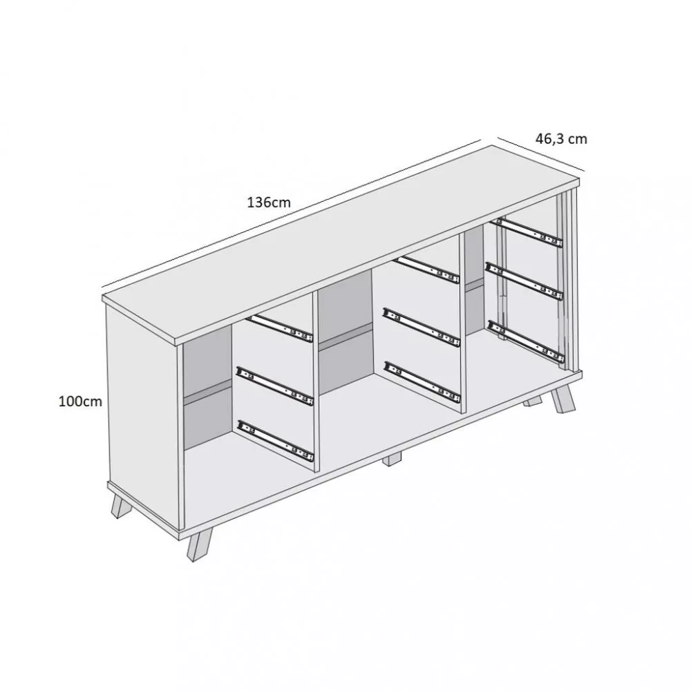 Cômoda 9 Gavetas com Pés de Madeira 100 MDF Olimpia Móveis Europa