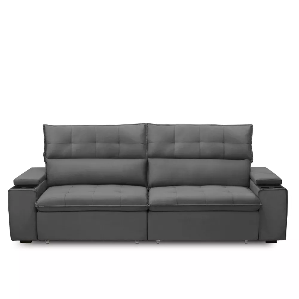 Sofá 4 Lugares Retrátil Reclinável Veludo 270cm Parma Ferguile