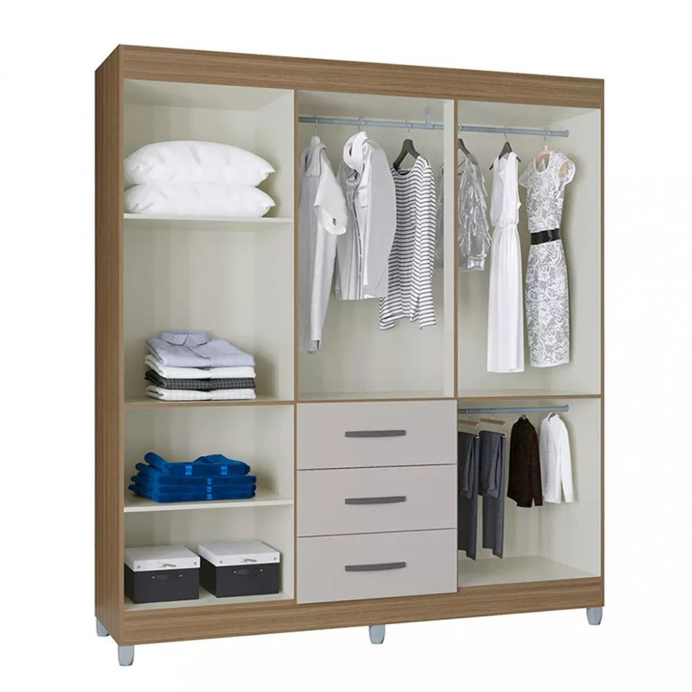 Image 2 of 4 of Guarda Roupa Casal com Pés 6 Portas 3 Gavetas Sevilha Poquema
