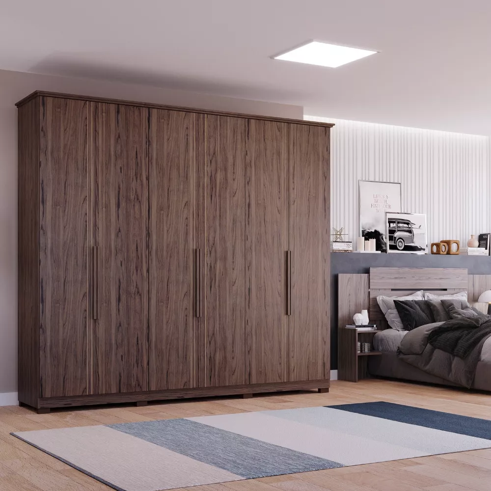 Guarda Roupa Casal com Pés 6 Portas 100 MDF Itaunas Panan