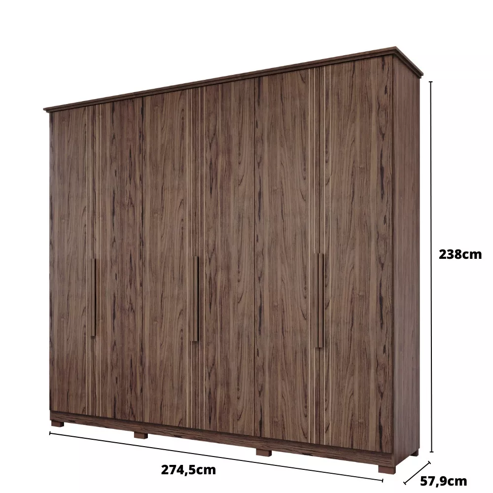 Guarda Roupa Casal com Pés 6 Portas 100 MDF Itaunas Panan