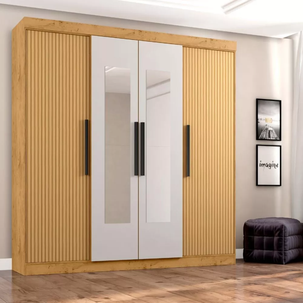 Guarda Roupa Casal Espelho 4 Portas 3 gavetas EB23066 Araplac