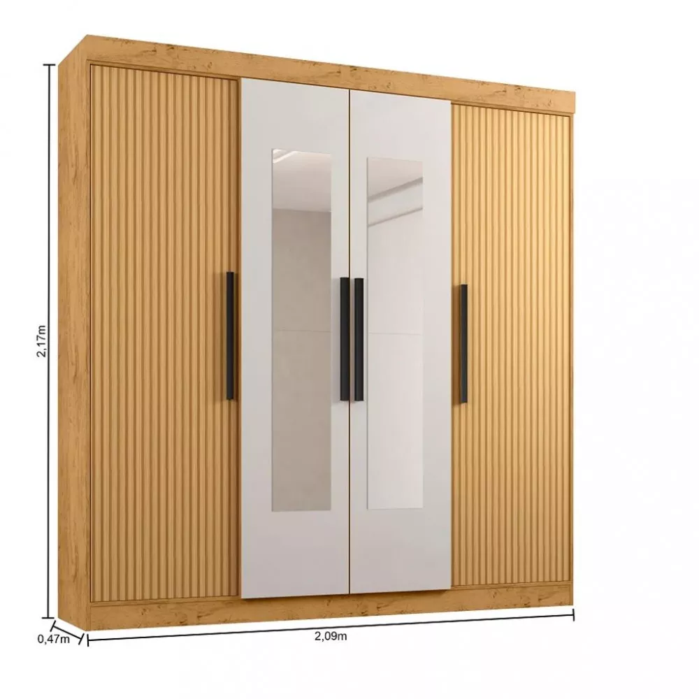 Guarda Roupa Casal Espelho 4 Portas 3 gavetas EB23066 Araplac