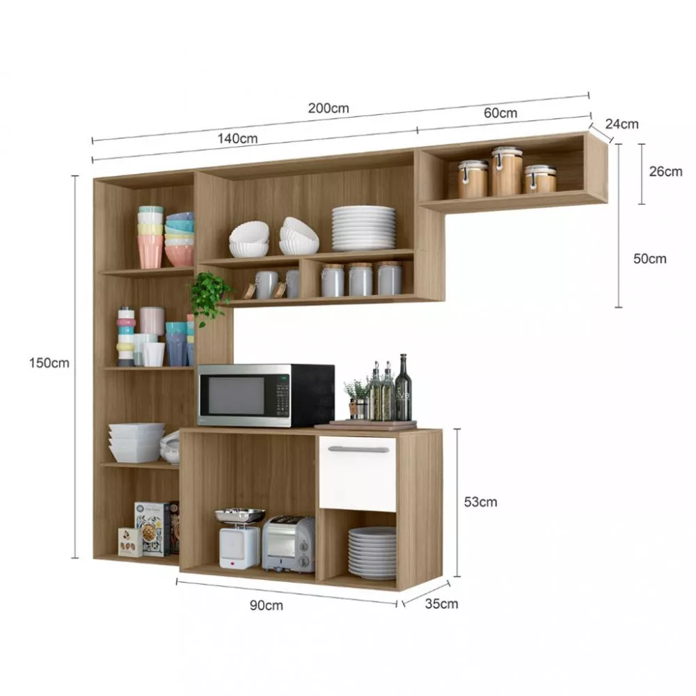 Cozinha Suspensa 7 Portas 1 Gaveta Pequim Poliman