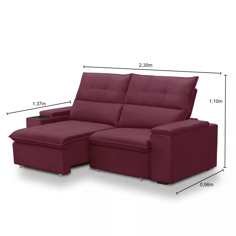 Image 3 of 6 of Sofá 3 Lugares Retrátil Reclinável Veludo 230cm Parma Ferguile