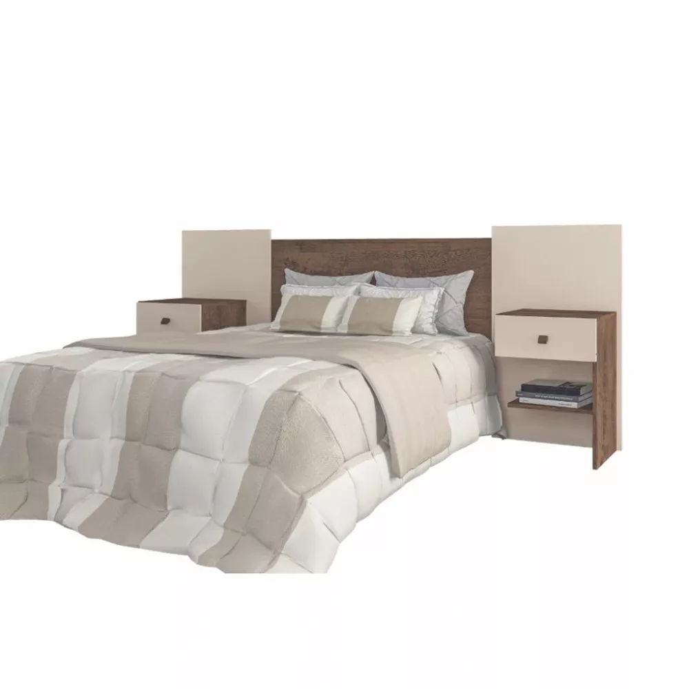 Cabeceira Casal com 2 Mesas de Cabeceiras Bélgica Atualle