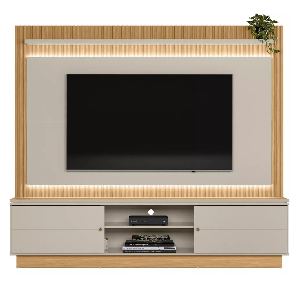 Estante Home Ripada para TV até 75 Polegadas Flex com LED 2 Portas de Correr Guararapes Linea Brasil