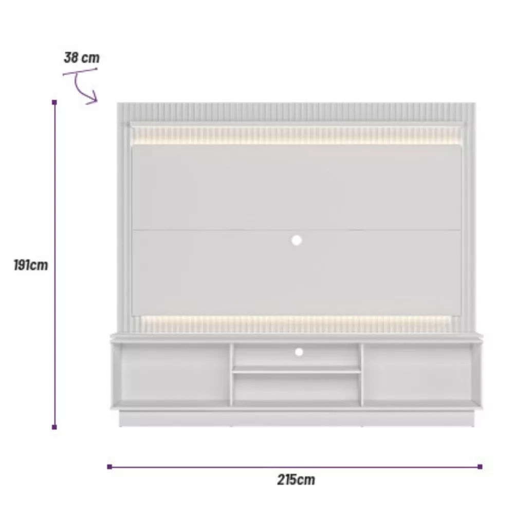 Estante Home Ripada para TV até 75 Polegadas Flex com LED 2 Portas de Correr Guararapes Linea Brasil