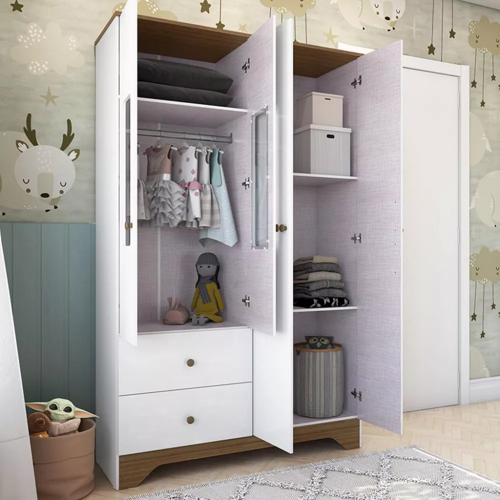 Image 1 of 4 of Guarda Roupa Infantil Com Janela MDF4 Portas 2 Gavetas Ben Peroba