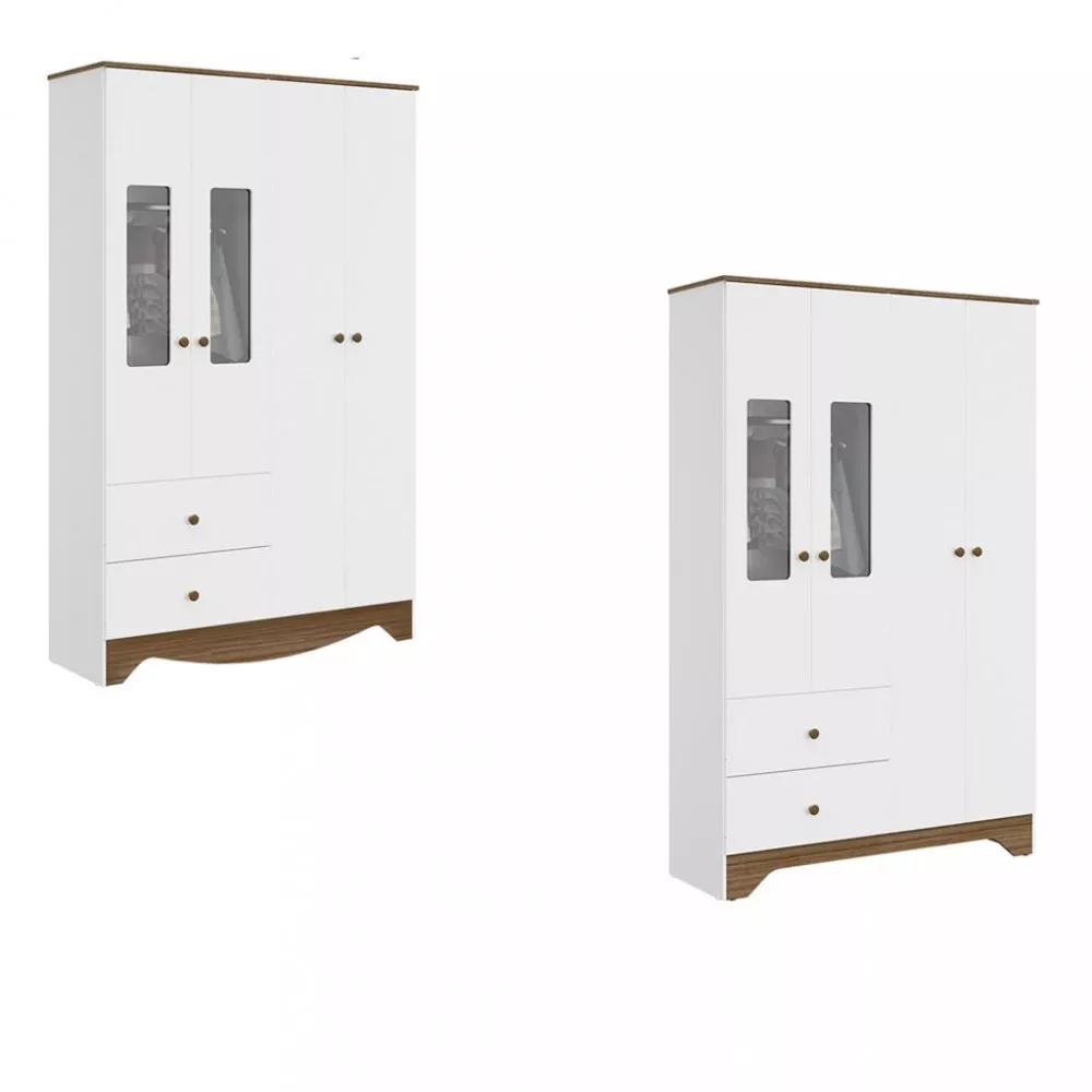 Image 2 of 4 of Guarda Roupa Infantil Com Janela MDF4 Portas 2 Gavetas Ben Peroba