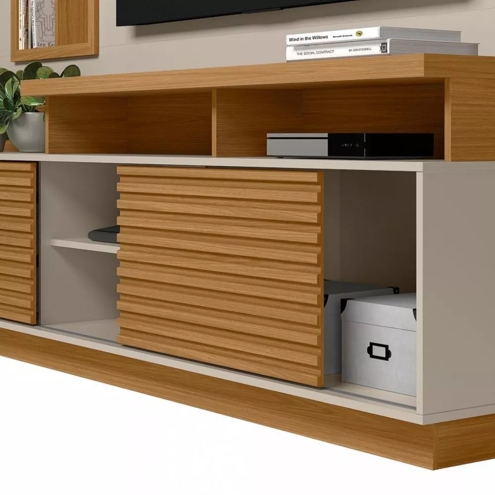 Image 4 of 5 of Estante Home Ripada para TV até 60 Polegadas com LED e Espelho 2 Portas de Correr Eldorado 2.0 Linea Brasil