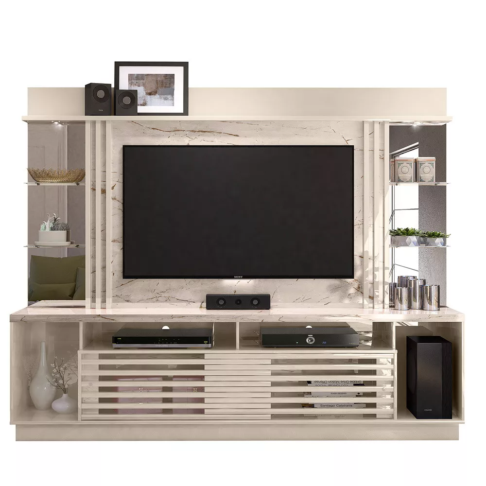 Estante Home para TV até 55 Polegadas LED 2 Portas Frizz Gold Madetec