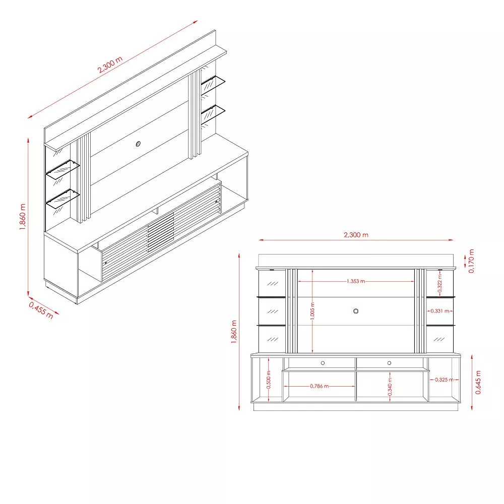 Estante Home para TV até 55 Polegadas LED 2 Portas Frizz Gold Madetec