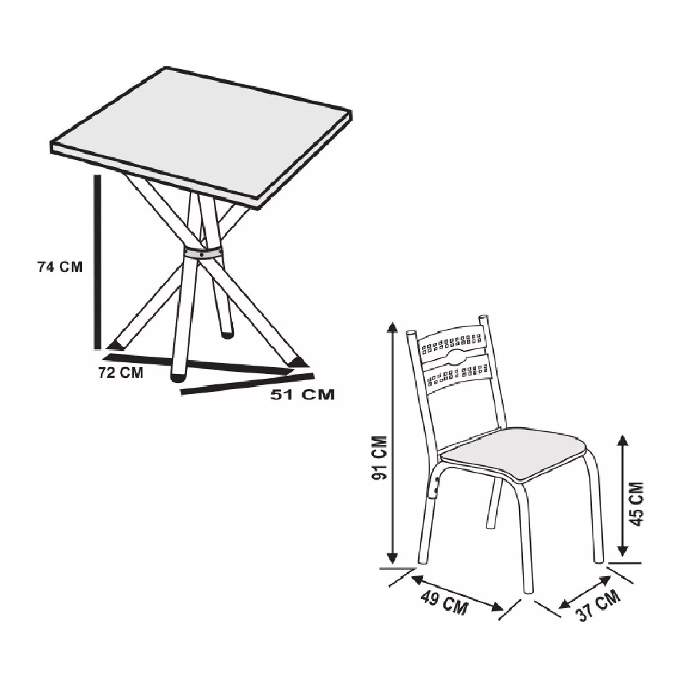 Conjunto Mesa e 4 Cadeiras Luna Ciplafe