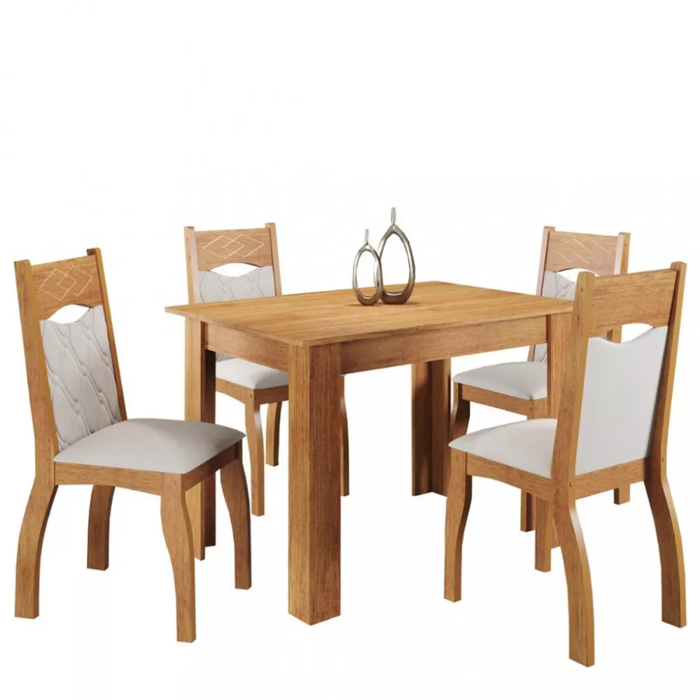 Conjunto Sala de Jantar Mesa Russa 4 Cadeiras Florença Viero