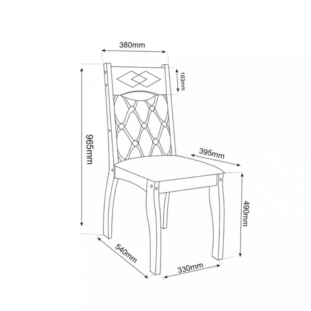 Conjunto Sala de Jantar Mesa Russa 4 Cadeiras Florença Viero