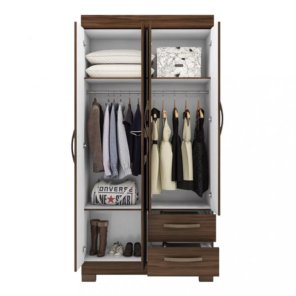 Guarda Roupa Solteiro com Pés 4 Portas 2 Gavetas NT 6010 Notável Móveis