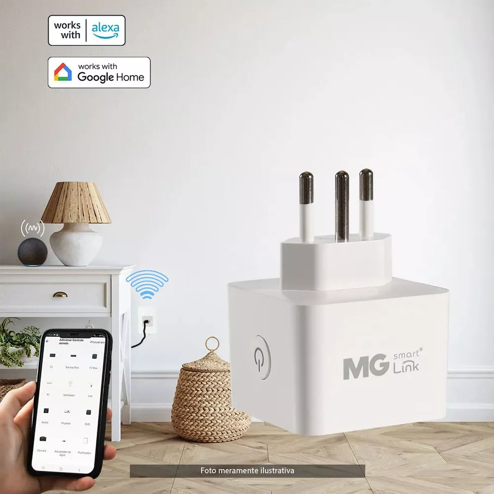 Tomada Inteligente Branco Smart Wi-Fi Alexa e Google Home Margirius