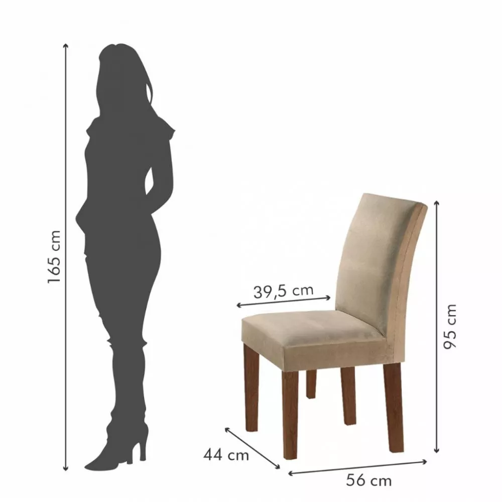 Conjunto Sala de Jantar Mesa 120cm 4 Cadeiras Julia Cel Móveis